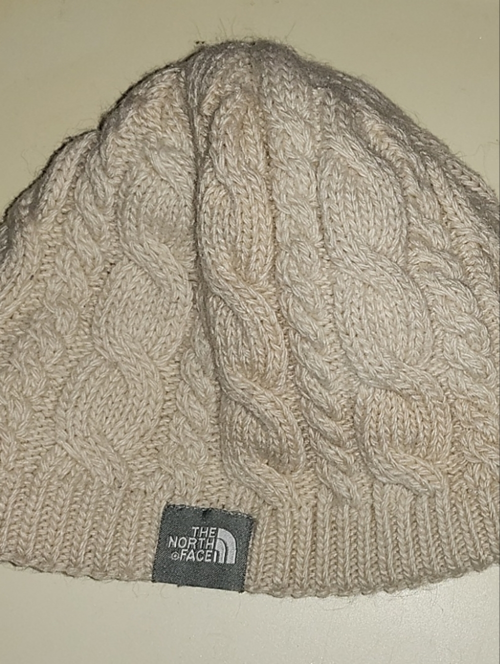 The North Face Cream Kids Knit Fleece Lined Beanie Hat
